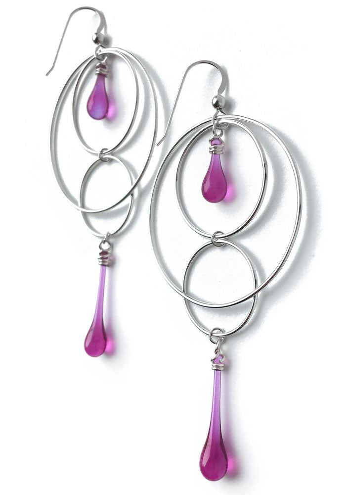 Orbital Motion Earrings, large - glass Earrings by Sundrop Jewelry