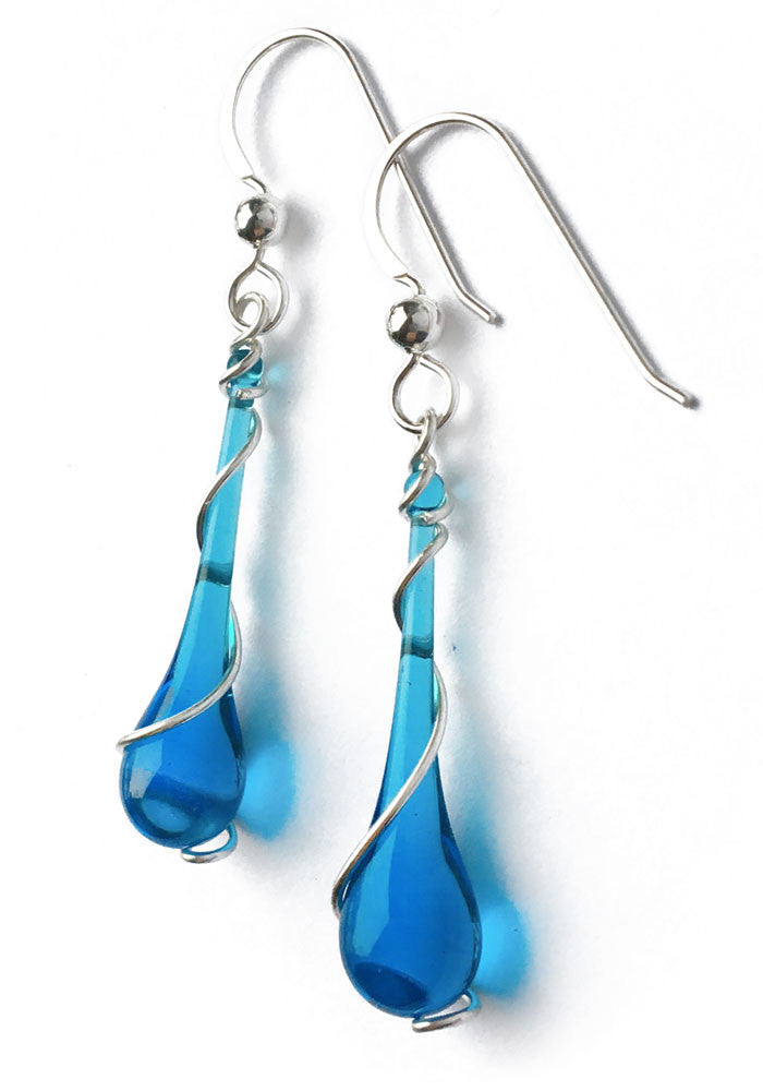 Lyra Silver Spiral Earrings - glass Jewelry by Sundrop Jewelry