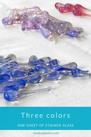 One sheet of stained glass, three colors in the upcoming limited edition Blossom Collection from Sundrop Jewelry