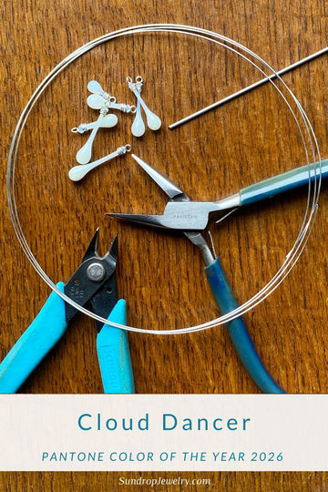 Cloud Dancer, 2026 Pantone Color of the Year: milky white, faintly transluscent glass teardrop jewelry is coming soon - join the wait list now