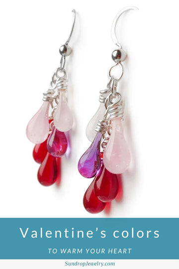 Valentine's colors to warm your heart - sun-melted glass jewelry in reds and pinks for Valentine's Day!