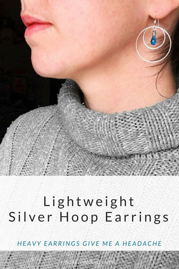 Lightweight silver hoop earrings by Sundrop Jewelry