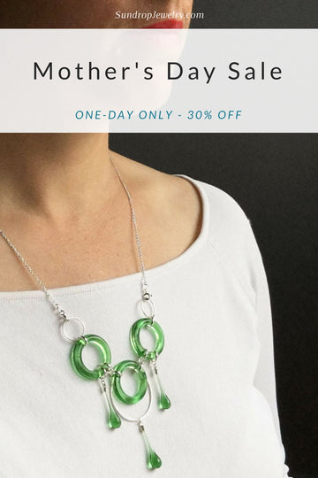 Mother's Day Sale - 30% off all eco friendly glass jewelry by Sundrop Jewelry