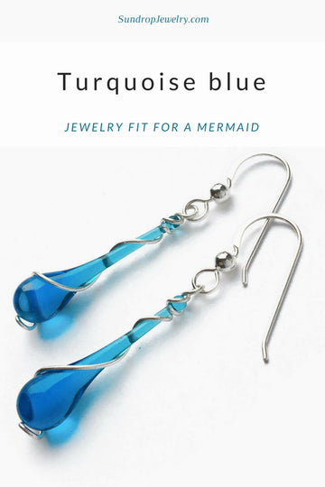 Turquoise blue glass jewelry fit for a mermaid at the beach