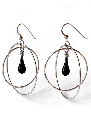 Large Gyroscope Earrings, Black