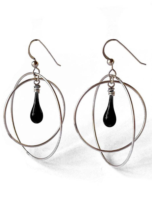 Large Gyroscope Earrings, Black