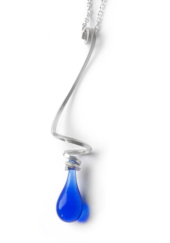 Long Tendrils Pendant, Cobalt