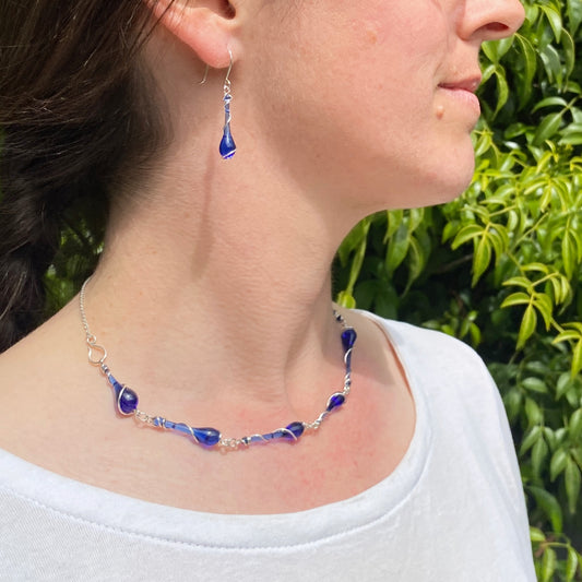 Cobalt Lyra Earrings with handmade earwires
