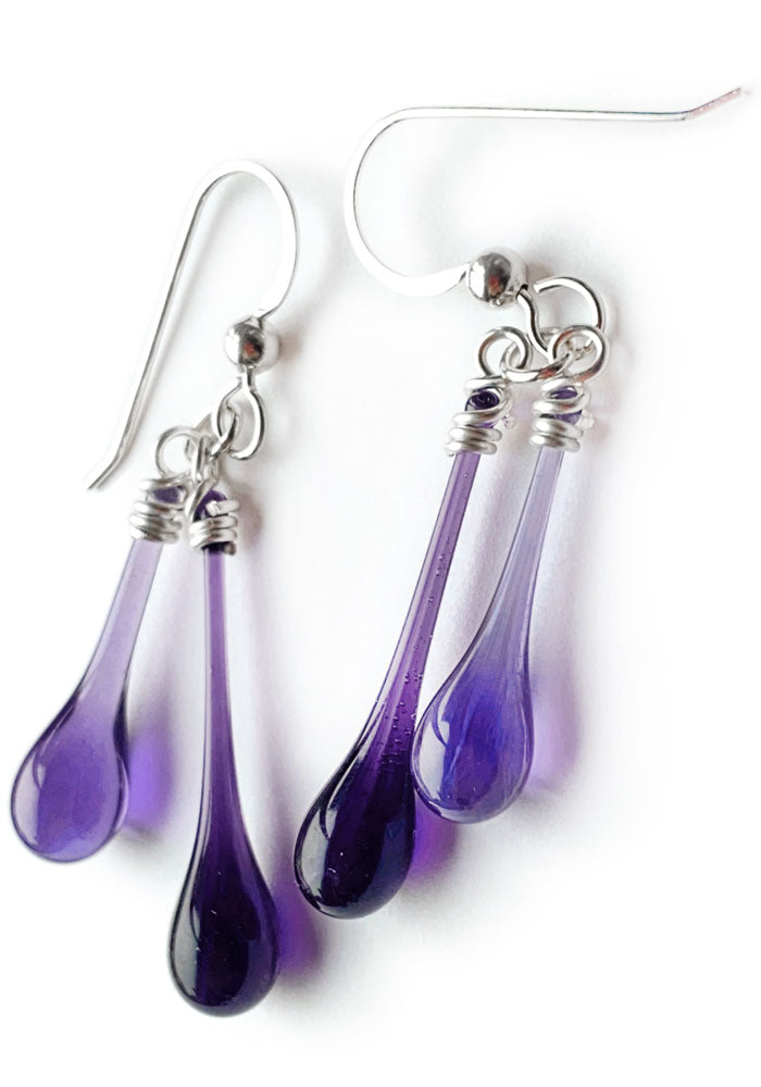Dark Purple and Violet Duet Earrings