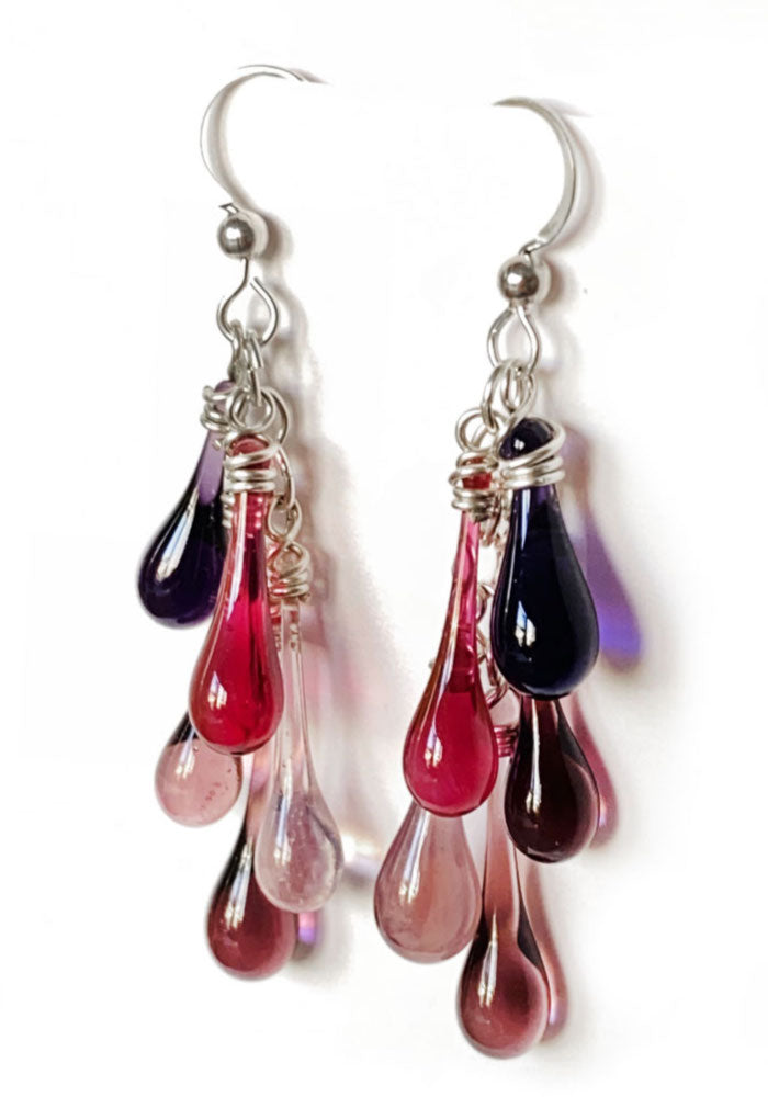 Purple and Pink Cascade Earrings