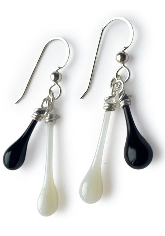 Ivory and Black Duet Earrings