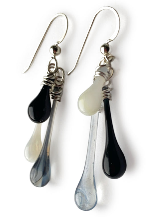 Mixed Moonlit Smoke Trio Earrings