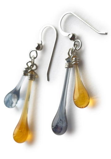 Duet Earrings, Asymmetric Smoke