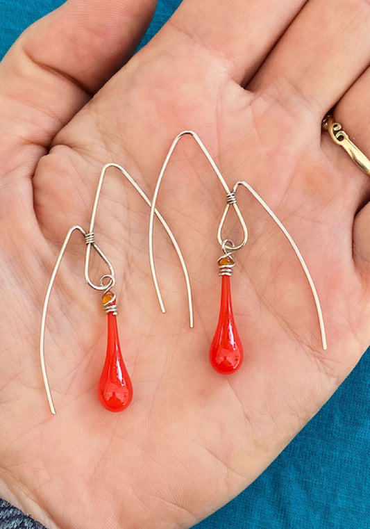 Orange Mountain Earrings, medium