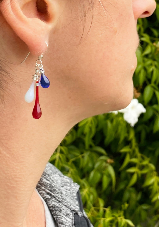 Trio Earrings - Red, White & Blue #1