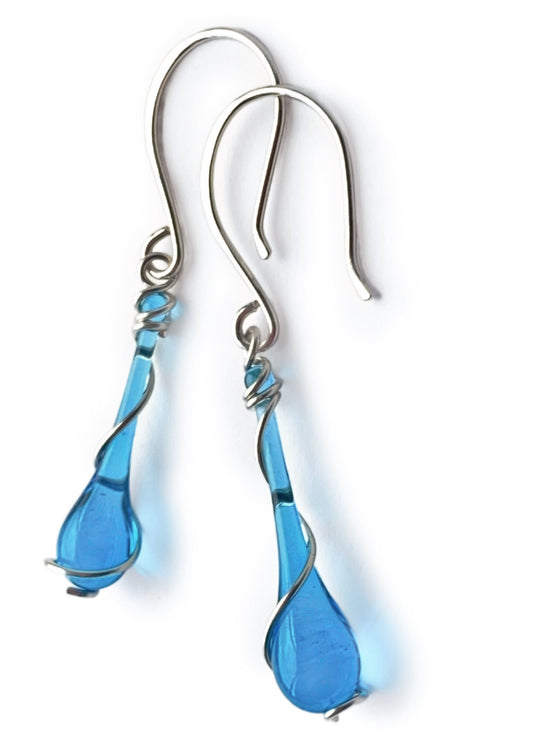 Turquoise Lyra Earrings with handmade earwires