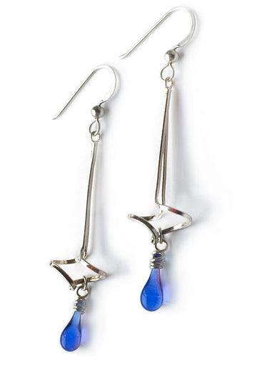 Ultraviolet Long Marquise Meteorite Earrings