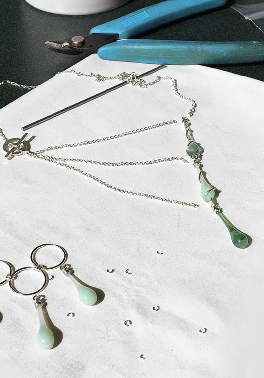 Spring Greens Aurora Necklace - glass Necklace by Sundrop Jewelry