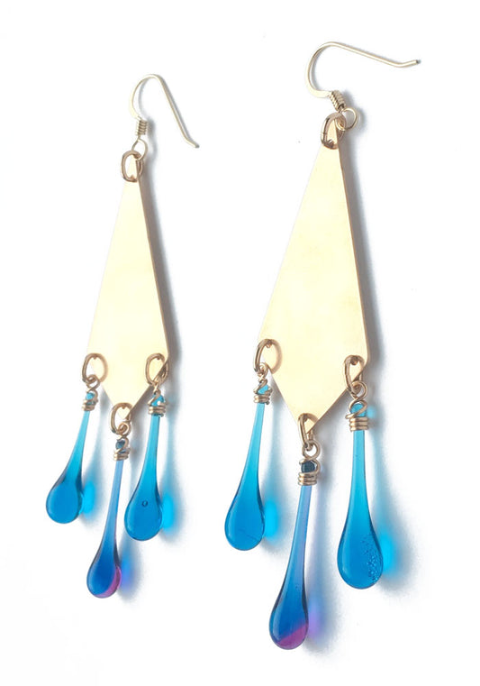 Bronze Kite Earrings, Large - glass Earrings by Sundrop Jewelry