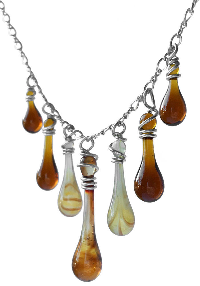 Champagne Concerto Necklace - glass Necklace by Sundrop Jewelry