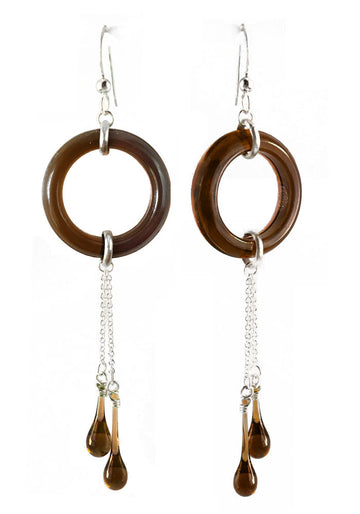 Brown Comet Earrings - glass Earrings by Sundrop Jewelry