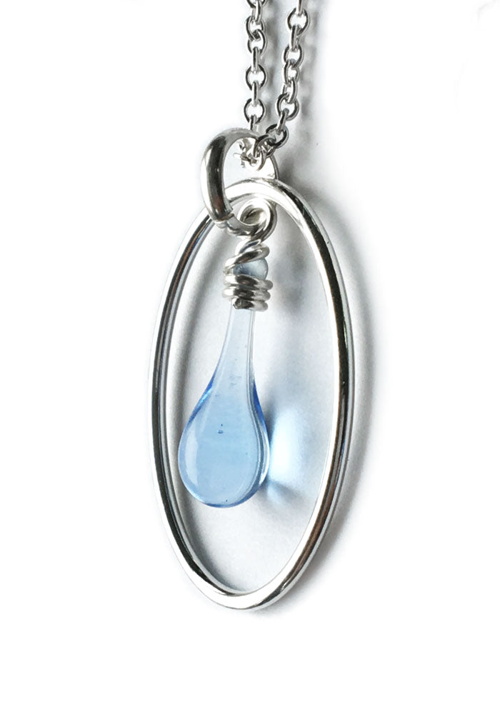 Dew Drop Cameo Necklace - glass Necklace by Sundrop Jewelry