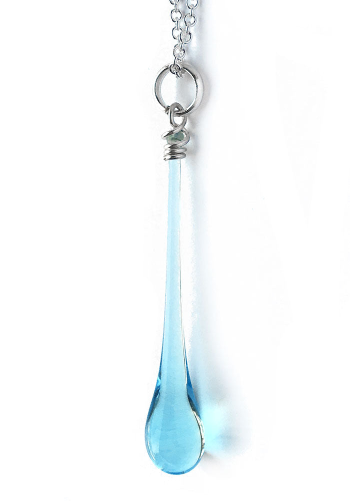 Extra-Long Water Pendant - glass Jewelry by Sundrop Jewelry