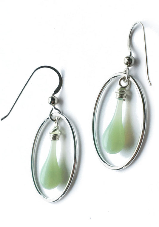 Jadeite Cameo Earrings - glass Earrings by Sundrop Jewelry
