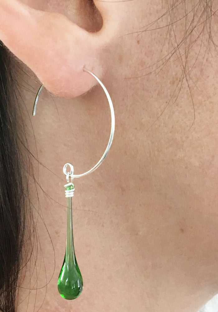 Jadeite Circle Earrings, medium - glass Earrings by Sundrop Jewelry