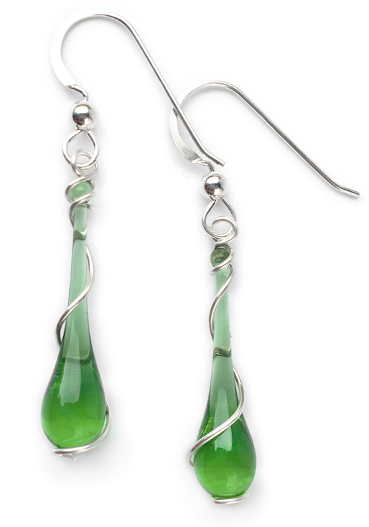Lyra Silver Spiral Earrings - glass Jewelry by Sundrop Jewelry