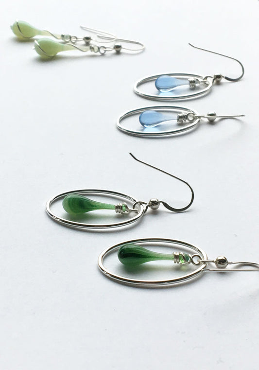 Dew Drop Cameo Earrings - glass Earrings by Sundrop Jewelry