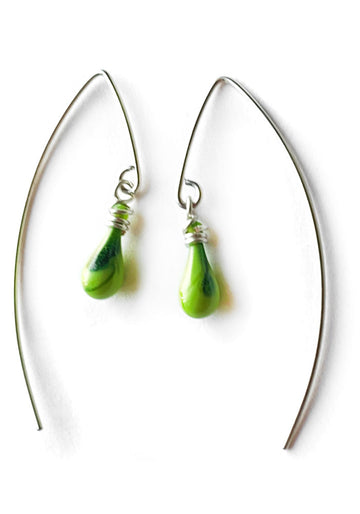 Sparkling Lime Short Marquise Earrings