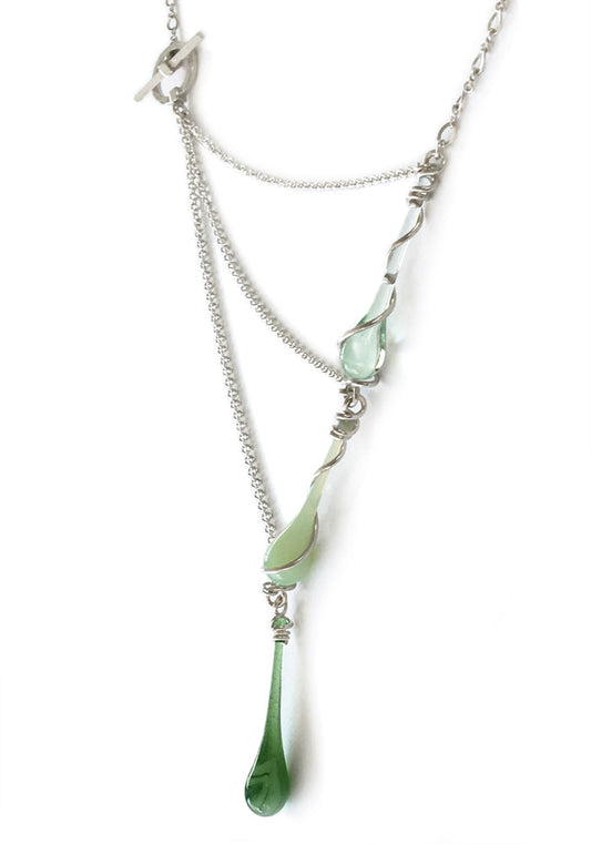 Spring Greens Aurora Necklace - glass Necklace by Sundrop Jewelry