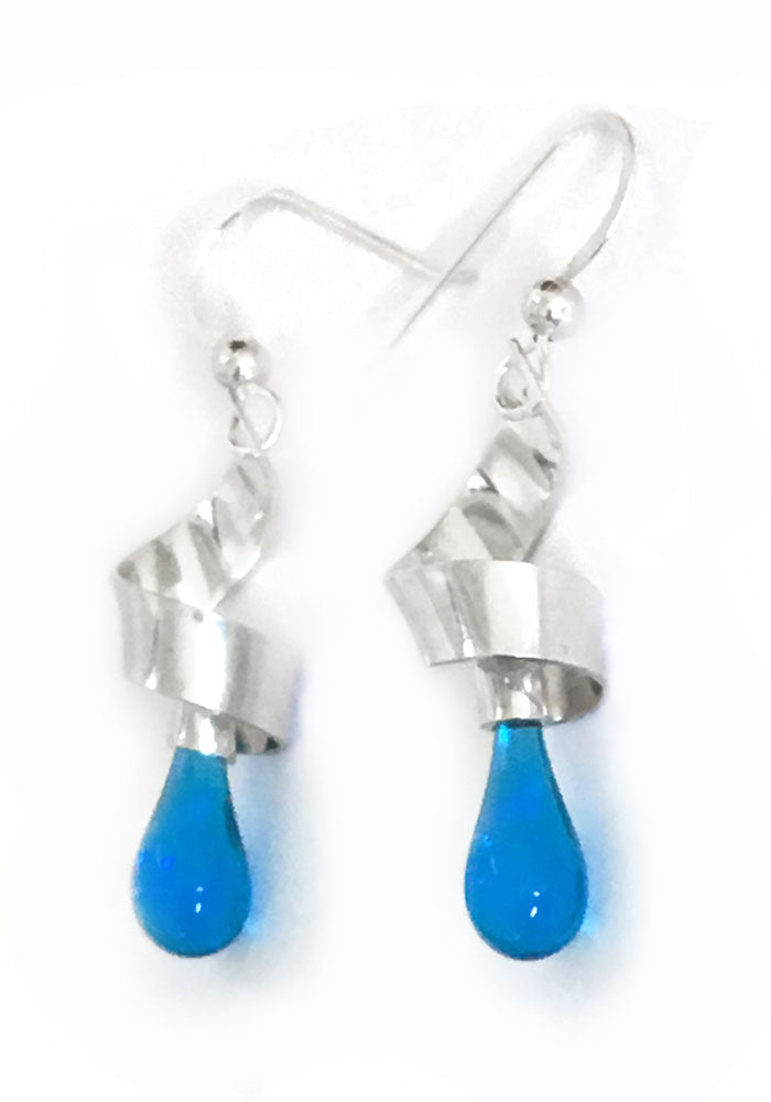 Ribbon Earrings, Short - glass Earrings by Sundrop Jewelry