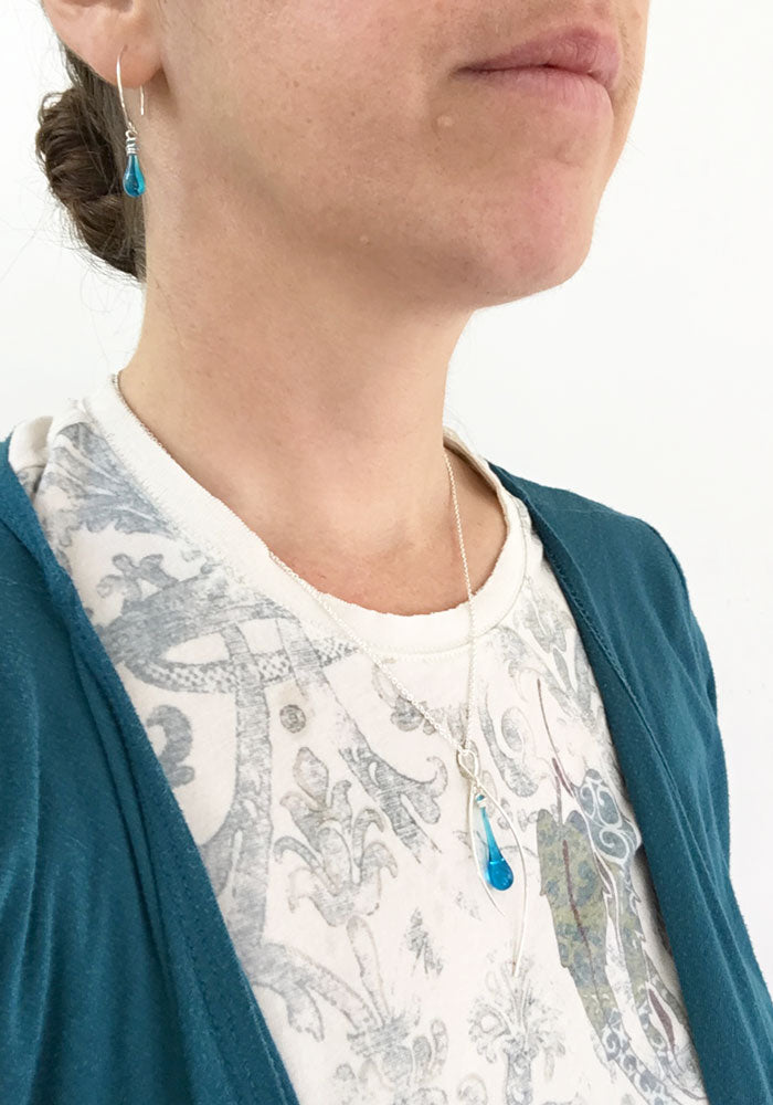 Jadeite Inner Spark Pendant - glass Necklace by Sundrop Jewelry