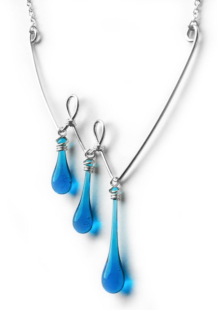 Asymmetric Valleys Necklace - glass Necklace by Sundrop Jewelry
