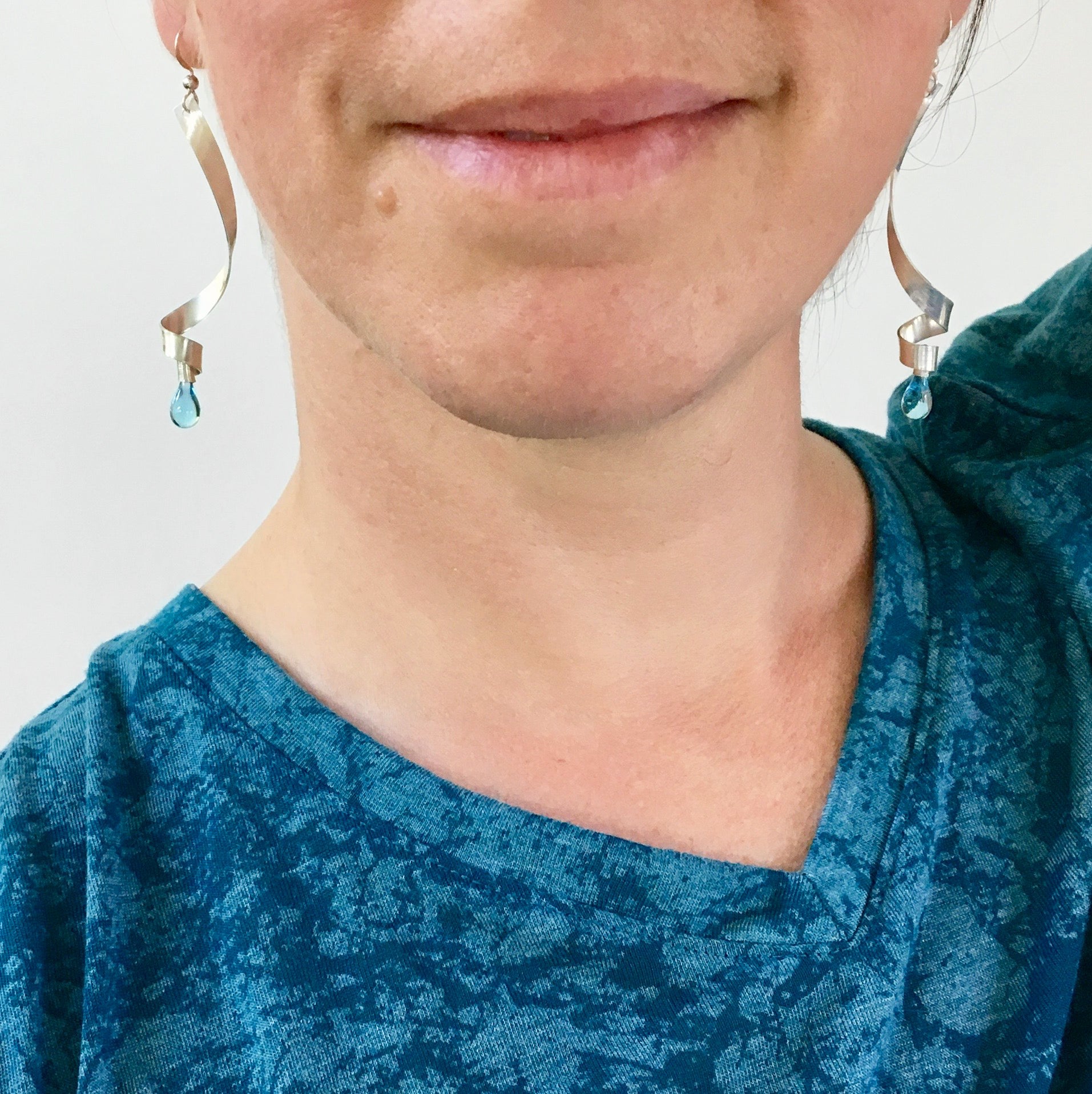 Ribbon Earrings, Long - glass Earrings by Sundrop Jewelry