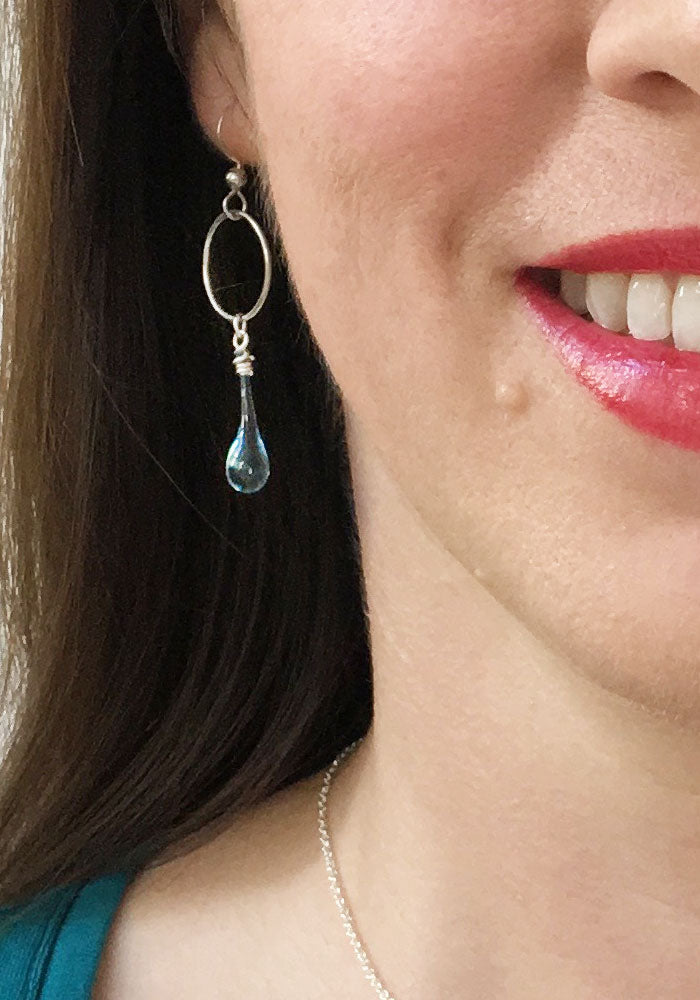 Dew Drop Meteorite Earrings - glass Earrings by Sundrop Jewelry