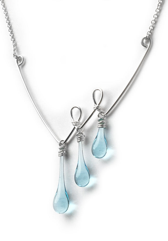 Asymmetric Valleys Necklace - glass Necklace by Sundrop Jewelry