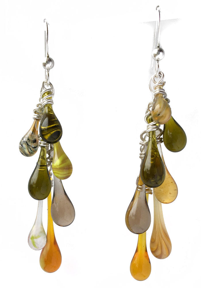 Yellow Waterfall Earrings - glass Jewelry by Sundrop Jewelry